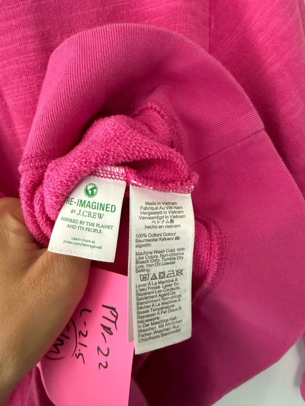 J. Crew Crewneck Sweatshirt Sweater Pullover Cotton Fuchsia Pink Knit Size S M